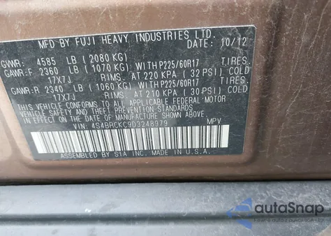 2013 Subaru Outback 2.5I Limited from USA, damaged, VIN 4S4BRCKC9D3248979